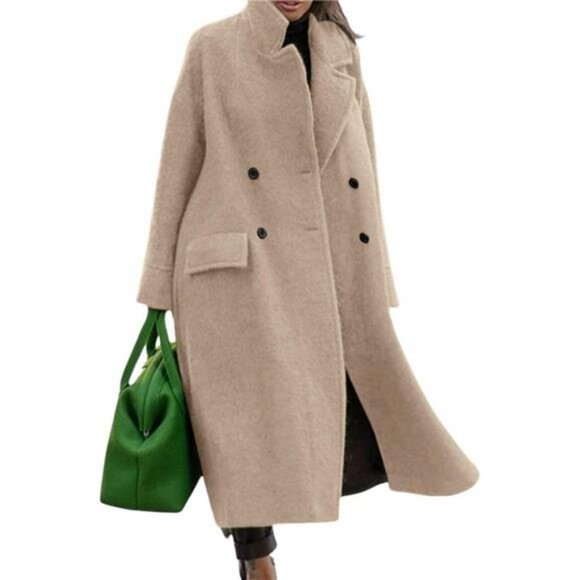 Women Oversized Long Winter Coats Warm Khaki - Picture 1 of 5